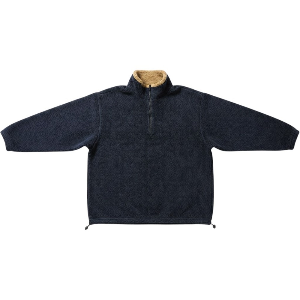 Vintage Field &‎ Stream Fleece Men L Navy 1/4 Zip High Pile Sherpa Pullover USA
